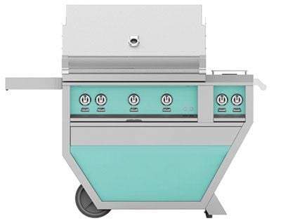 Hestan 36-Inch 3-Burner Gas Grill with Infrared Sear Burner & Infrared Rotisserie Burner On Deluxe Cart with Double Side Burner