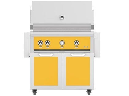 Hestan 36-Inch 3-Burner Gas Grill with Infrared Sear Burner & Infrared Rotisserie Burner On Double Door Tower Cart