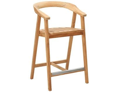 La Costa Teak Outdoor Barrel Back Counter Height Armchair