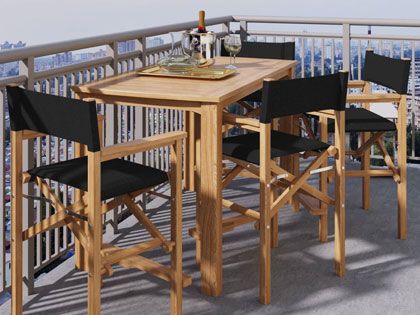 Director 5-Piece Counter Height Teak Outdoor Dining Set