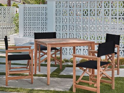 Del Ray 5-Piece 39-Inch Square Teak Outdoor Dining Set with Folding Armchairs