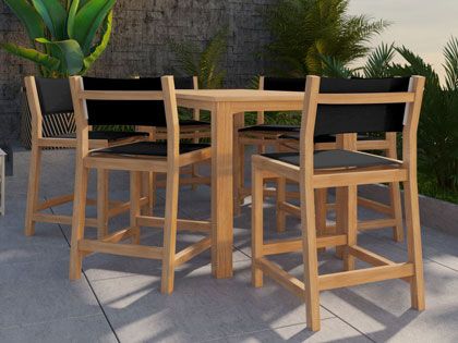 Pearl 7-Piece Rectangular Teak Outdoor Counter Height Dining Set
