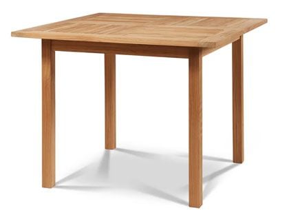 Birmingham 39.25-Inch Square Teak Outdoor Dining Table with Umbrella Hole