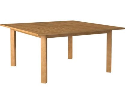 Hamilton 62-Inch Square Teak Outdoor Dining Table with Umbrella Hole
