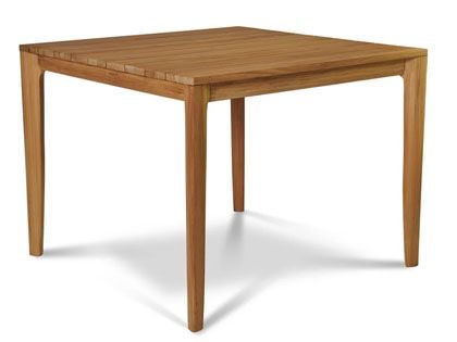 Del Ray 39-Inch Square Teak Outdoor Dining Table with Umbrella Hole