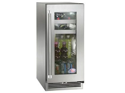 Perlick 15-Inch 2.8 cu. ft. Signature Series Marine & Coastal Series Stainless Steel Glass Door Outdoor Beverage Center
