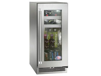 Perlick 15-Inch 2.8 cu. ft. Signature Series Stainless Steel Glass Door Outdoor Beverage Center