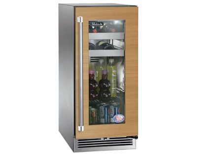 Perlick 15-Inch 2.8 cu. ft. Signature Series Marine & Coastal Series Stainless Steel Panel Ready Glass Door Outdoor Beverage Center