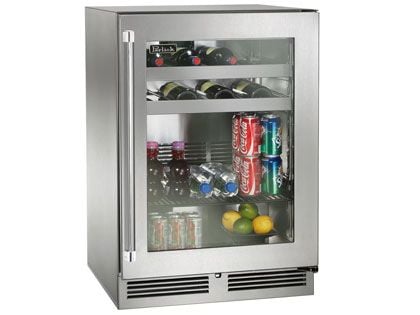 Perlick 24-Inch 5.0 cu. ft. Signature Series Marine & Coastal Series Stainless Steel Glass Door Outdoor Beverage Center