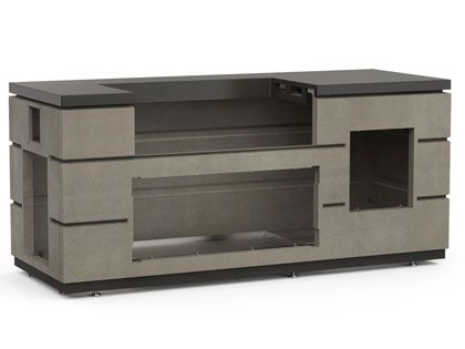 Fire Magic 6 3/4-Foot GFRC Contemporary Pre-Fab BBQ Island System - Smoke Base with Polished Black Lava Countertop