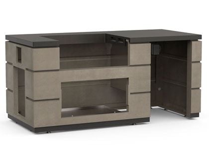 Fire Magic 6 1/2-Foot GFRC Contemporary Island System - Smoke Base and Polished Black Lava Countertop