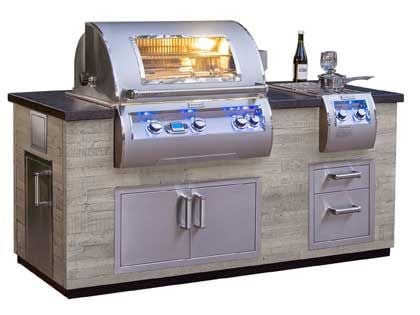 Fire Magic 6-Foot Ready-to-Assemble GFRC Pre-Fab BBQ Island System - Silver Pine
