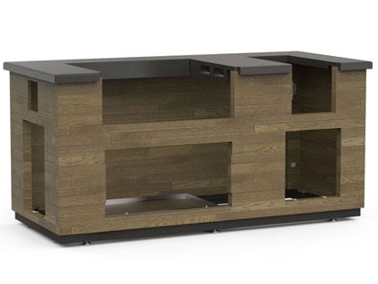 Fire Magic 6 1/2-Foot GFRC Pre-Fab Reclaimed Wood Grill Island System - French Barrel Oak Base and Polished Lava Countertop