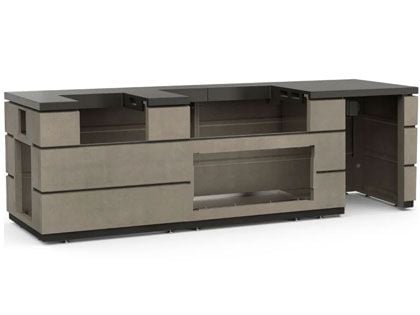 Fire Magic 9 1/2-Foot GFRC Contemporary Pre-Fab BBQ Grill Island System - Smoke Base with Polished Black Lava Countertop