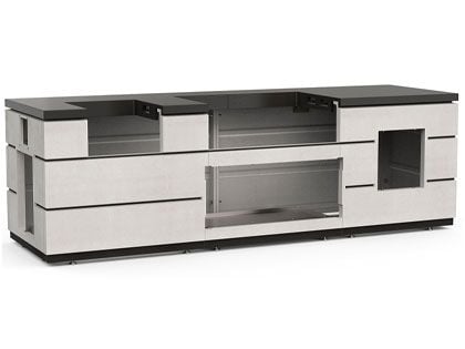 Fire Magic 9 1/2-Foot GFRC Contemporary Pre-Fab BBQ Grill Island System  - White Aspen Base with Polished Black Lava Countertop