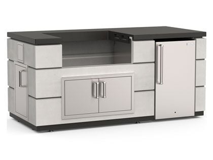 Fire Magic 6 1/2-Foot Contemporary Pre-Fab Island Bundle with White Aspen Base & Polished Black Lava Countertop