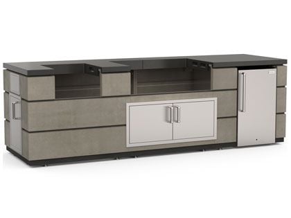 Fire Magic 9 1/2-Foot Contemporary Pre-Fab Island Bundle with Smoke Base & Polished Black Lava Countertop
