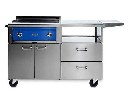 Lynx Asado Gas Griddle On Mobile Kitchen Cart