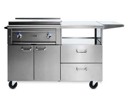 Lynx Asado Gas Griddle On Mobile Kitchen Cart