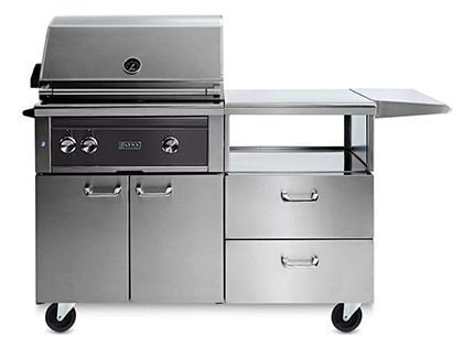 Lynx Professional 30-Inch All Infrared Trident Gas Grill With Rotisserie on Mobile Kitchen Cart
