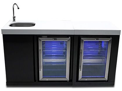 Mont Alpi Outdoor Rated Black Stainless Steel Beverage Center & Refrigerator
