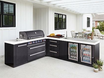 Mont Alpi MAi805-BSS90BEVFCDR L-shaped outdoor kitchen island