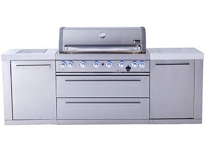 Mont Alpi 6-Burner 94-Inch Outdoor Grill Station with Infrared Side Burner - Stainless Steel