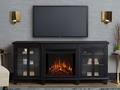 Marlowe 70-Inch Electric Fireplace TV Stand in Black