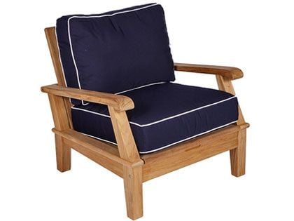 Miami Teak Patio Club Chair with Sunbrella Canvas Cushions