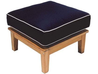 Miami Teak Patio Ottoman with Sunbrella Canvas Cushion