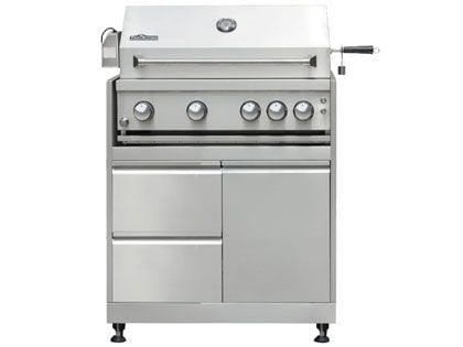 THOR Kitchen 32-Inch 4-Burner Gas Grill With Rear Infrared Burner & Rotisserie with Grill Cabinet