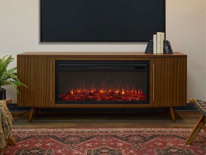 Morris 72-in Electric Fireplace TV Stand in Vintage Black Maple