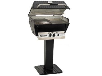 Broilmaster P3-SX Super Premium Gas Grill On Black Patio Post