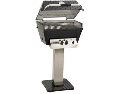 Broilmaster P4-XF Premium Gas Grill On Stainless Steel Patio Post