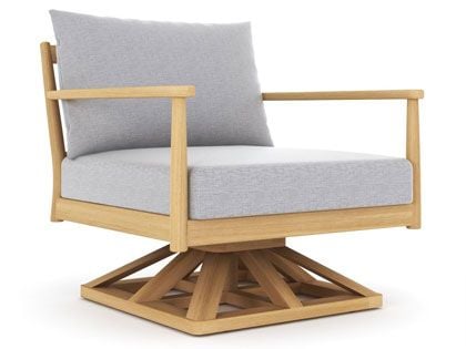 Palma Teak Swivel Chair with Granite Grey Sunbrella Cushions