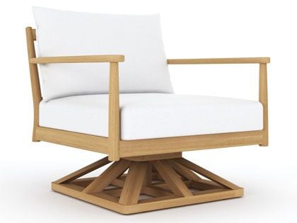 Palma Teak Swivel Chair with White Sunbrella Cushions