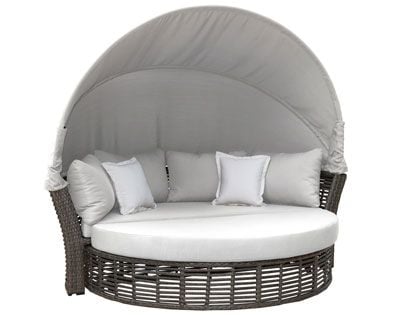 Panama Jack Graphite Wicker Cushion Outdoor Canopy Daybed