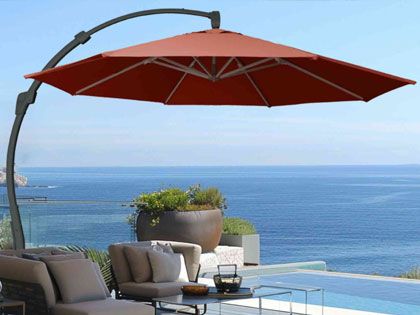 Panama Jack 11.5-Foot Cantilever Sunbrella Terracotta 360-Degree Umbrella with Movable Base