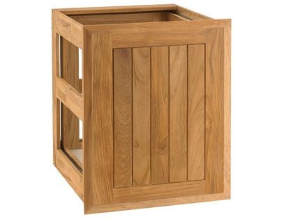 Pacific Teak Millworks 18-Inch Cottage Panel Teak Wood Dual Waste Can/LP Tank Pullout