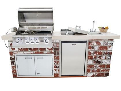 Lion Premium Q 8-Foot BBQ Island With Gas Grill, Side Burner, Sink & Refrigerator