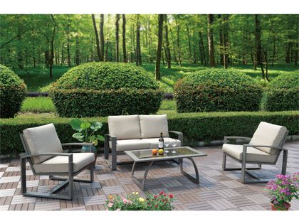 Hospitality Rattan 4-Piece Moldova Outdoor Aluminum Cushion Sofa Set