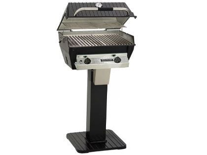 Broilmaster R3 Infrared Gas Grill On Black Patio Post