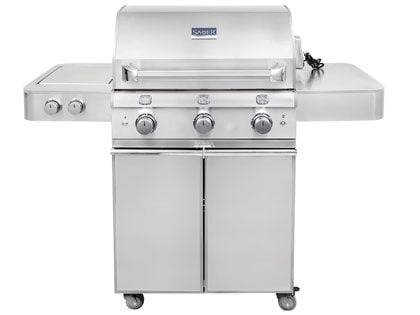 Saber Elite 500 32-Inch 3-Burner Infrared Propane Gas Grill With Double Ring Side Burner 