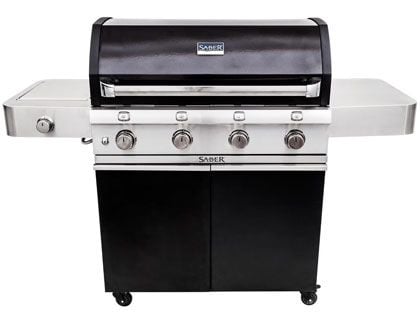 Saber Deluxe Black 670 40-Inch 4-Burner Infrared Propane Gas Grill With Side Burner