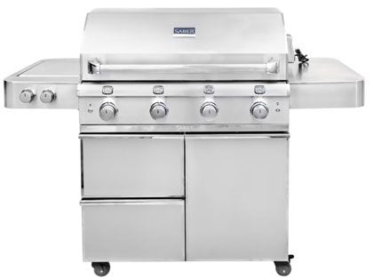 Saber Elite 670 40-Inch 4-Burner Infrared Propane Gas Grill With Double Ring Side Burner 