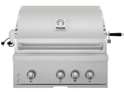 THOR Kitchen Gordon Ramsey Series 32-Inch 3-Burner Built-In Gas Grill With Ceramic Infrared Burner, Rear Burner & Rotisserie Kit