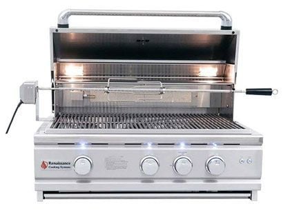 RCS Cutlass Pro Series 30-Inch 3-Burner Built-In Gas Grill with Rear Infrared Burner & LED Lighting