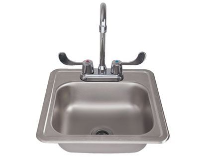RCS 15 X 15-Inch Outdoor Rated Stainless Steel Drop In Sink With Hot/Cold Faucet
