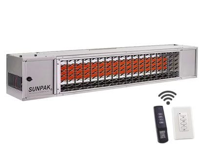 Sunpak TSR 48-Inch 34,000 BTU Gas Two-Stage Infrared Patio Heater With Wireless Remote - Stainless Steel