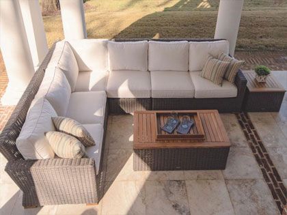 Sanibel 6-Piece Wicker Patio Sectional Set with Sunbrella Canvas White Cushions 